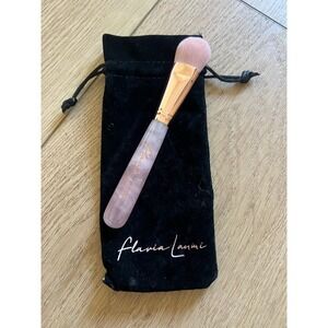 Flavia Lanini Rose Quartz Handle Makeup Brush with Velvet Pouch Pink